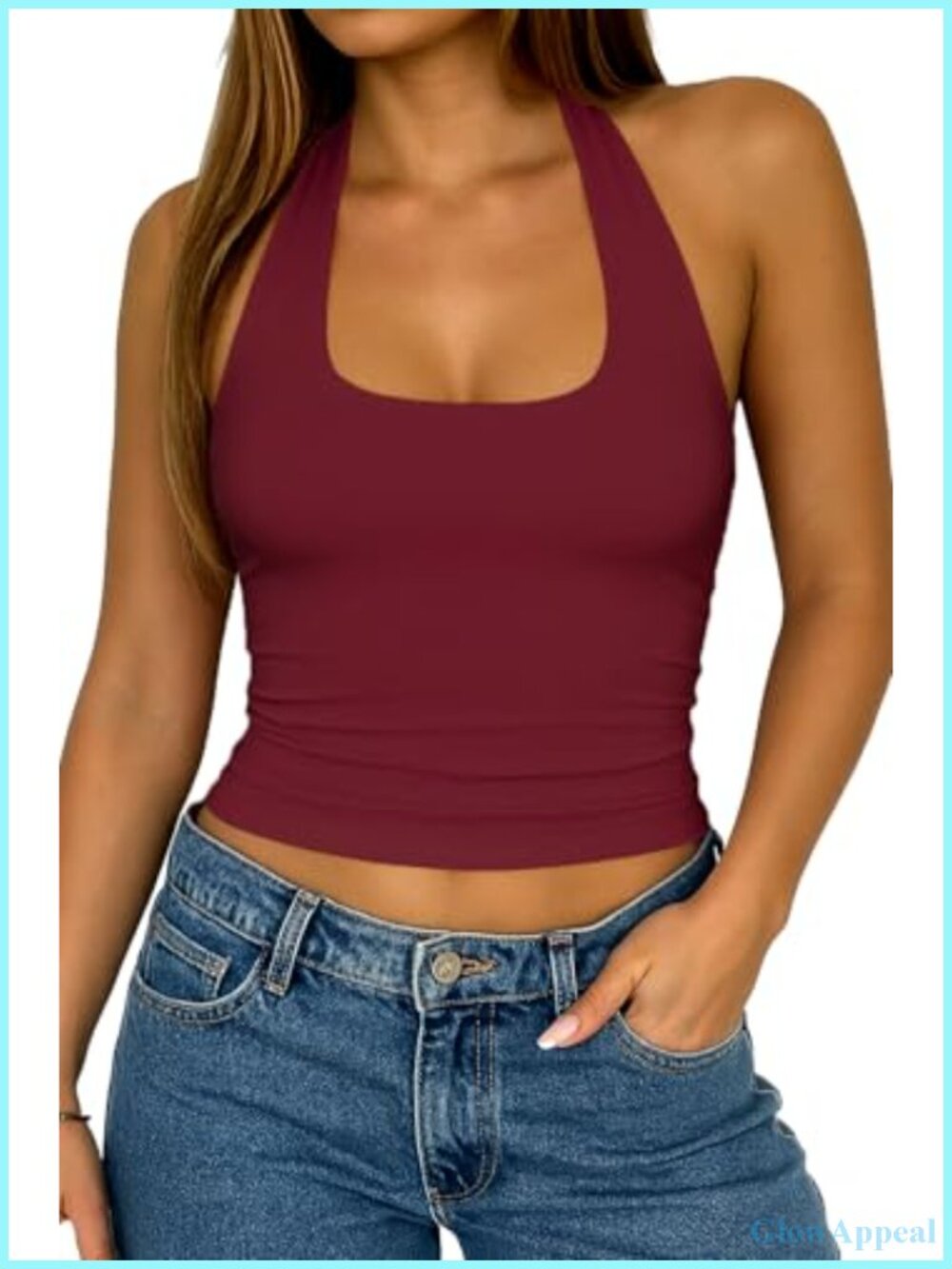 Backless Halter Tank Top Slim Fit Double Lined Sleeveless Summer Going Out Crop